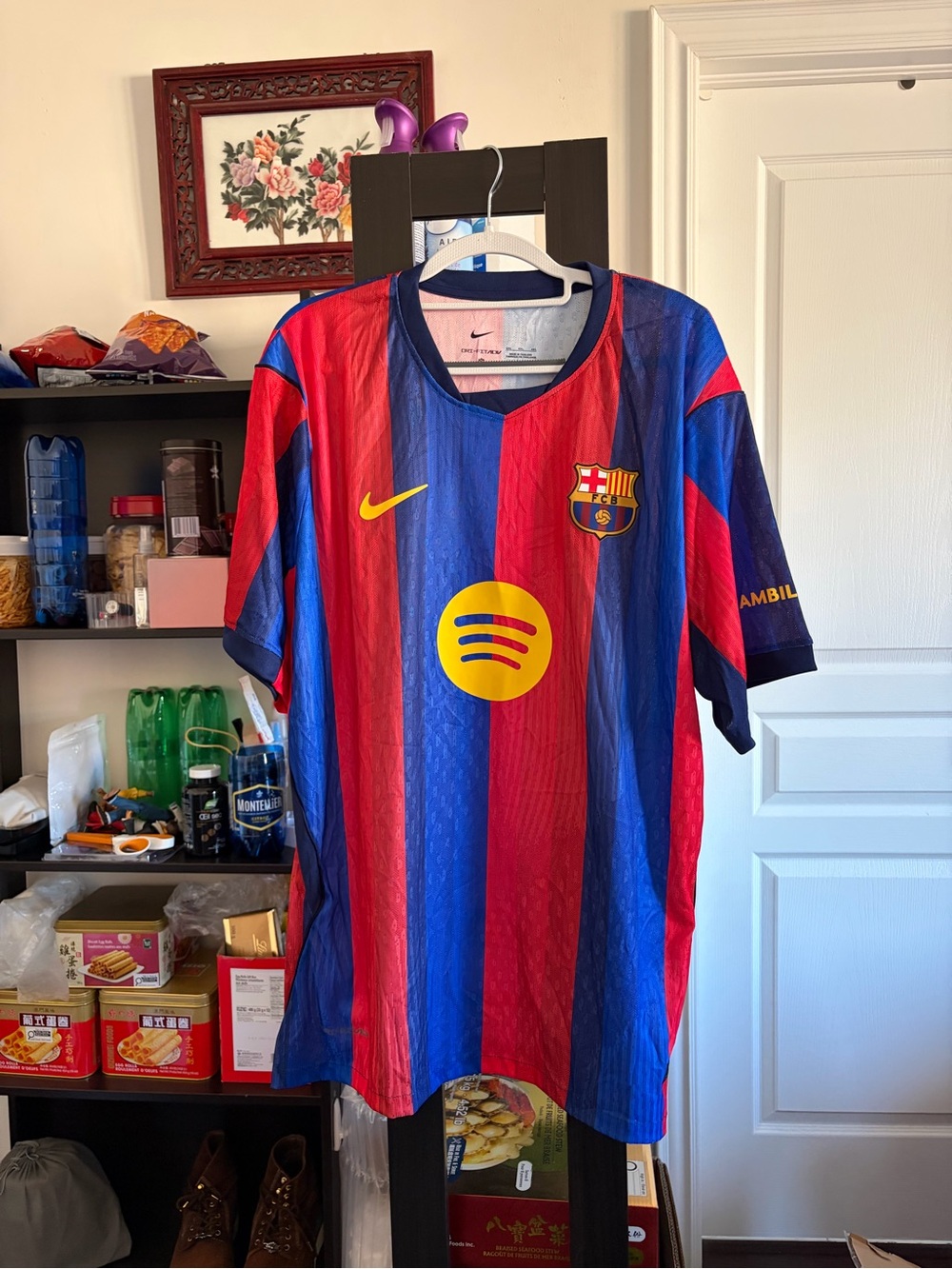 Nike FC Barcelona Men's Soccer Jersey in Red & Blue with Yellow Accents